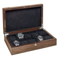 BOITE A MONTRE, Coffret 10 montres placage en bois de macassar poli309377<Beco Discount