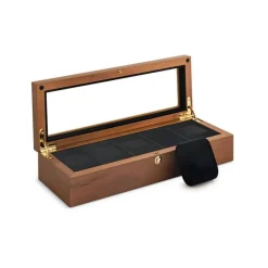 BOITE A MONTRE, Coffret 5 montres couvercle avec fenêtre placage en noyer mat309366<Beco Sale