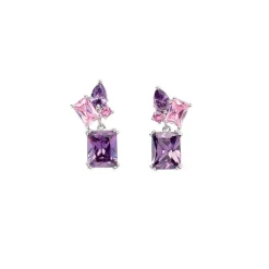 Boucle d'oreille Argent Rhodié - Oxyde de Zirconium violet et rose 602624<GO Mademoiselle Fashion