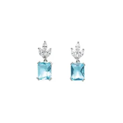 Boucle d'oreille Argent Rhodié - Oxyde de Zirconium bleu et blanc 602615<GO Mademoiselle New