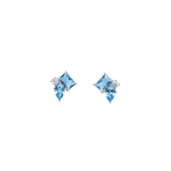 Boucle d'oreille Argent Rhodié - Oxyde de Zirconium bleu blanc 602622<GO Mademoiselle Discount