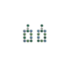 Boucle d'oreille Argent Rhodié - Oxyde de Zirconium vert et bleu 602620<GO Mademoiselle Fashion