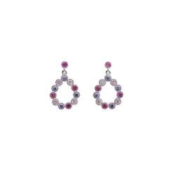 Boucle d'oreille Argent Rhodié - Oxyde de Zirconium violet rose fuschia 602619<GO Mademoiselle Fashion