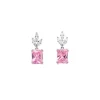 Boucle d'oreille Argent Rhodié - Oxyde de Zirconium rose et blanc 602616<GO Mademoiselle Hot