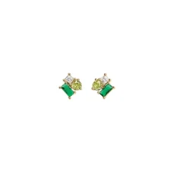 Boucle d'oreille Plaqué or - Oxyde de Zirconium vert et blanc 606625<GO Mademoiselle Clearance
