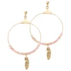 Boucles d'oreilles plume acier doré et rose608376<GO Mademoiselle Clearance