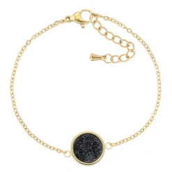Bracelet acier doré pierre noire au centre608338<GO Mademoiselle Hot