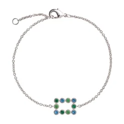 Bracelet Argent Rhodié - Oxyde de Zirconium vert et bleu 601593<GO Mademoiselle Fashion