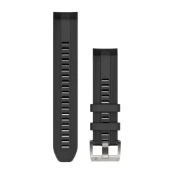 Bracelet de montre MARQ QuickFit 22mm Silicone noir avec boucle argent010-13225-00<Garmin Sale