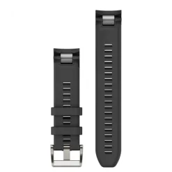 Bracelet de montre MARQ QuickFit 22mm Silicone noir avec boucle argent010-13225-00<Garmin Sale