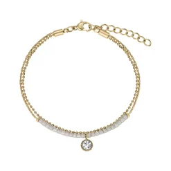 Bracelet double chaîne acier doré avec ornement écru608222<GO Mademoiselle Fashion