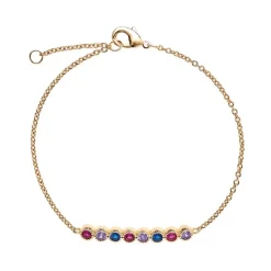 Bracelet Plaqué or - Oxyde de Zirconium Fuschia violet bleu 605613<GO Mademoiselle Discount