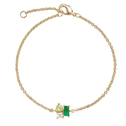 Bracelet Plaqué or - Oxyde de Zirconium vert et blanc 605607<GO Mademoiselle Best
