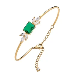 Bracelet Plaqué or - Oxyde de Zirconium vert et blanc 605606<GO Mademoiselle Fashion