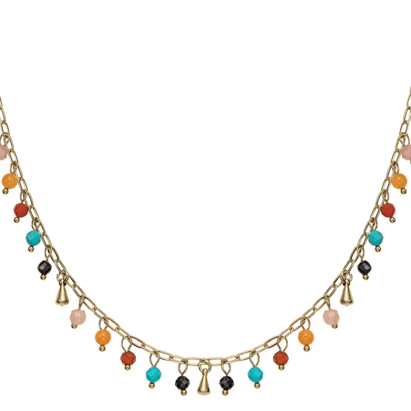 Collier acier doré avec charms multicolore608418<GO Mademoiselle New