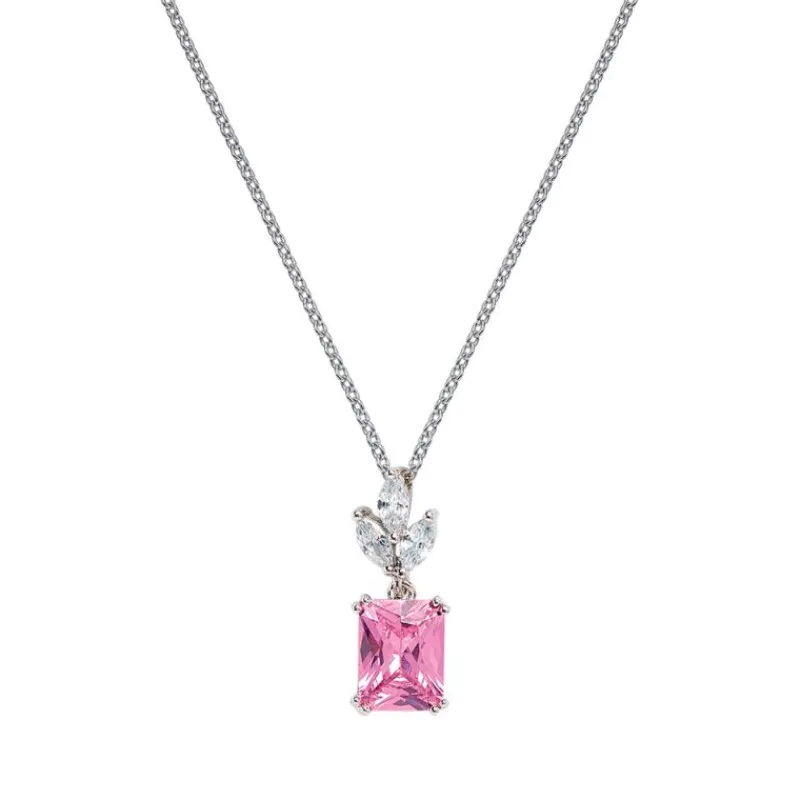 Collier Argent Rhodié - Oxyde de Zirconium Rose et Blanc 600110<GO Mademoiselle Online