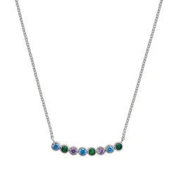 Collier Argent Rhodié - Oxyde de Zirconium Bleu Vert Violet 600121<GO Mademoiselle Clearance