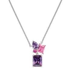 Collier Argent Rhodié - Oxyde de Zirconium Violet rose 600118<GO Mademoiselle Outlet