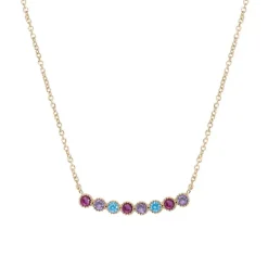Collier Plaqué or - Oxyde de Zirconium Fuschia violet bleu 604121<GO Mademoiselle Discount