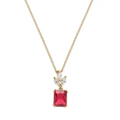 Collier Plaqué or - Oxyde de Zirconium fuschia et Blanc 604116<GO Mademoiselle Fashion