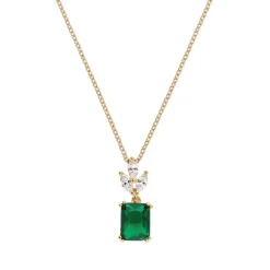 Collier Plaqué or - Oxyde de Zirconium vert et Blanc 604110<GO Mademoiselle Outlet