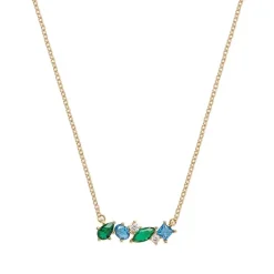 Collier Plaqué or - Oxyde de Zirconium vert bleu blanc 604109<GO Mademoiselle Sale