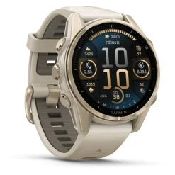 Fenix 8 Amoled 43mm Verre Sapphire lunette Soft Gold bracelet gris cendré010-02903-11<Garmin Best
