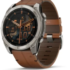 Fenix 8 Amoled 51mm Verre Sapphire lunette titane bracelet cuir marron + silicone noir010-02905-40<Garmin Clearance