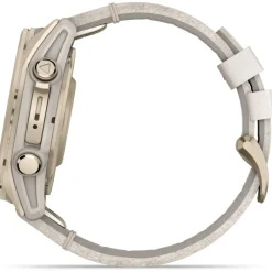 Fenix 8 Amoled 43mm Verre Sapphire lunette Soft Gold bracelet cuir beige crème + silicone gris cendré010-02903-40<Garmin Fashion