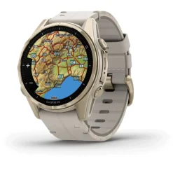 Fenix 8 Amoled 43mm Verre Sapphire lunette Soft Gold bracelet cuir beige crème + silicone gris cendré010-02903-40<Garmin Fashion