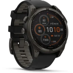 Fenix 8 Solar 47mm Verre Sapphire lunette Carbon Gray DLC bracelet noir/gris galet010-02906-11<Garmin Online