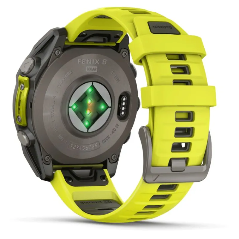 Fenix 8 Solar 47mm Verre Sapphire lunette titane bracelet jaune/graphite010-02906-21<Garmin Best