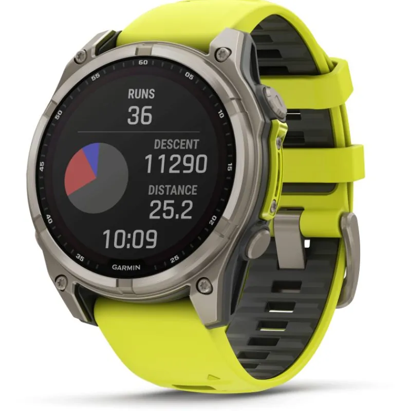 Fenix 8 Solar 47mm Verre Sapphire lunette titane bracelet jaune/graphite010-02906-21<Garmin Best