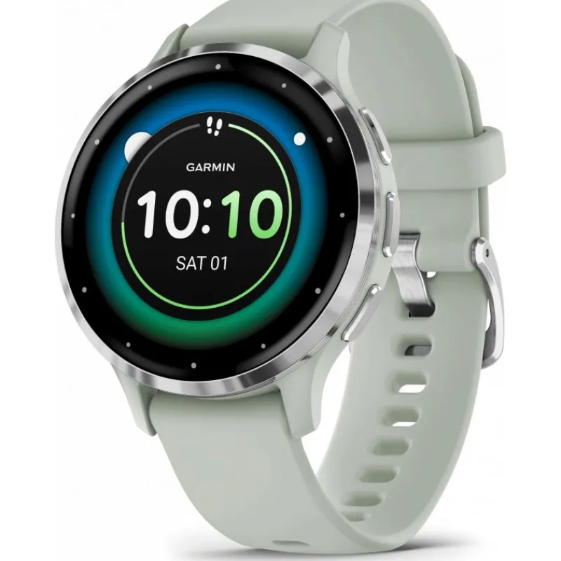 Venu 3S Silver avec bracelet vert sauge010-02785-01<Garmin Clearance