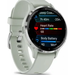 Venu 3S Silver avec bracelet vert sauge010-02785-01<Garmin Clearance