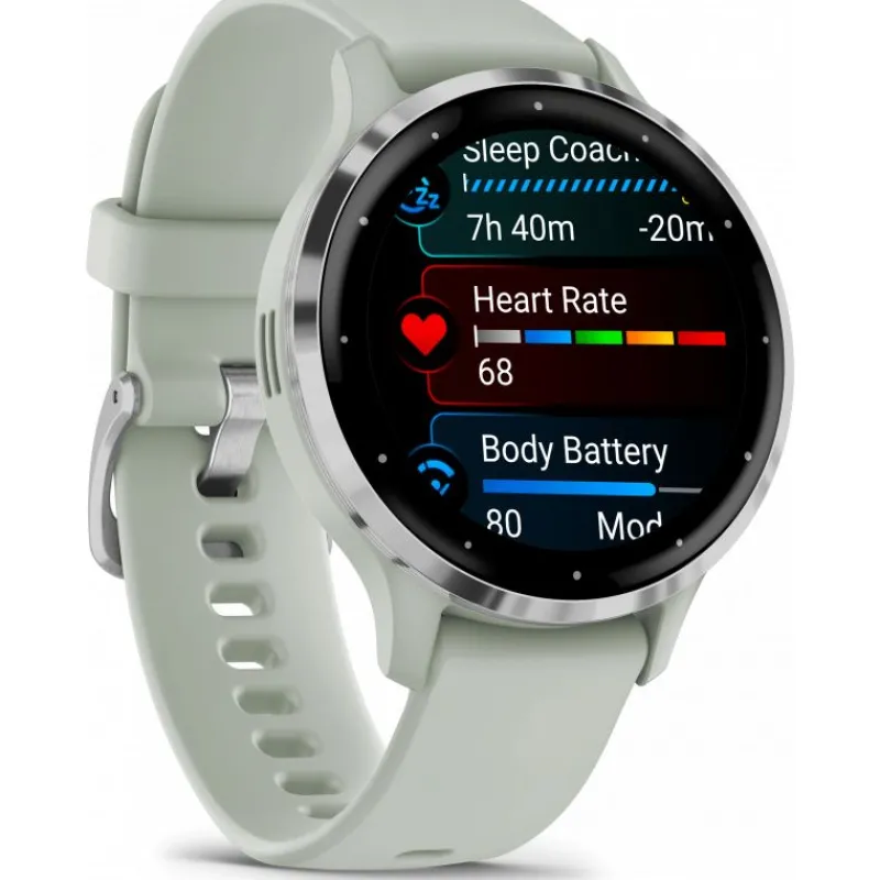 Venu 3S Silver avec bracelet vert sauge010-02785-01<Garmin Clearance
