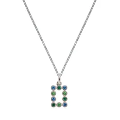 Pendentif seul Argent Rhodié - Oxyde de Zirconium Vert et Bleu 600114<GO Mademoiselle Best