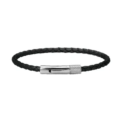 - Bracelet Driver acier lien tressé cuir noir Ø3mmHB1430301<Rochet Fashion