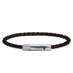 - Bracelet DRIVER Acier et Lien cuir tressé Marron 28mm x 3,5mmHB1430303A<Rochet Clearance
