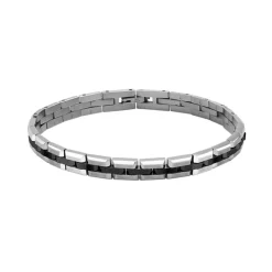 - Bracelet Factory acier satiné et PVD Noir 7mm x 21cmHB0282<Rochet Best