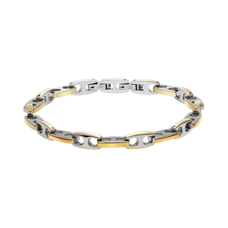 - Bracelet Galion Acier Bicolore PVD Jaune 6,5mm x 22cmHB7183<Rochet Best