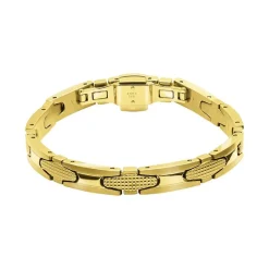 - Bracelet GATSBY Acier poli et satiné PVD jaune Motif pointe diamant boucle déployante 8mm x 21cmHB7986<Rochet Outlet