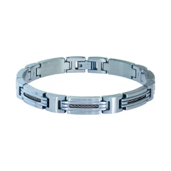 - Bracelet MARINA Acier PVD Bleu/Câble 8.5mm x 21cmB062396A<Rochet Best