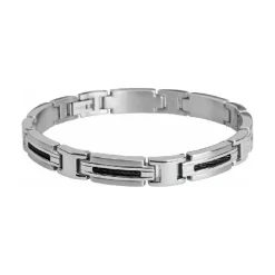 - Bracelet Marina bicolore acier / câble PVD Noir 8.5mm 21cmB062361<Rochet New