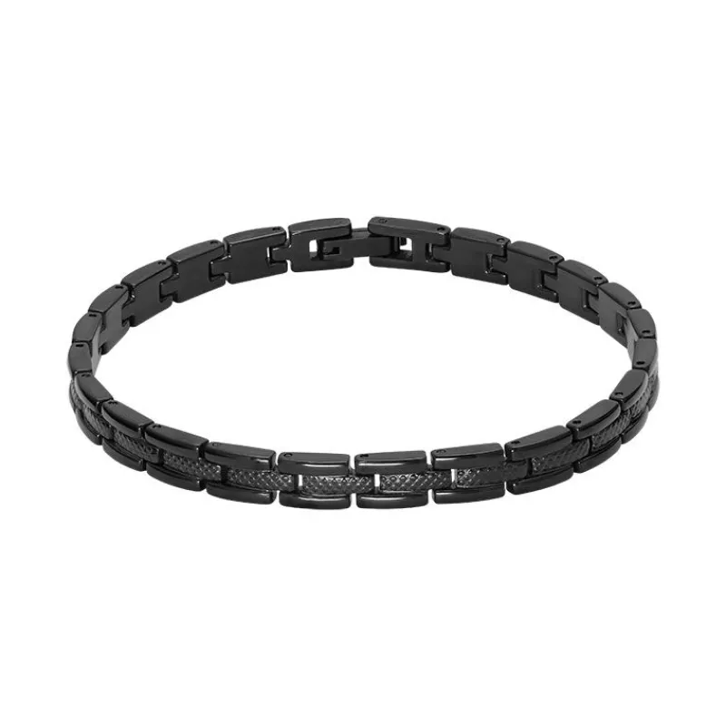 - Bracelet SANTORIN Acier PVD Noir 6mm x 21cmHB4761<Rochet New