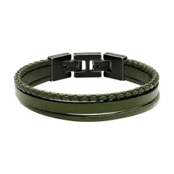 - Bracelet STANFORD cuir kaki fermoir Acier vintage 21cmHB7645<Rochet Fashion
