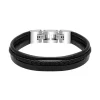 - Bracelet STANFORD cuir Noir et fermoir Acier poli 21cmHB7601A<Rochet Discount