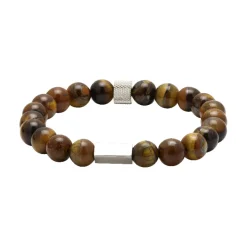 - Bracelet Zen perles Ø8mm quartz oeil de tigre / acier moletéB286003<Rochet Best