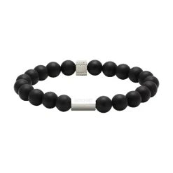 - Bracelet Zen perles Ø8mm agate noires / acier moletéB286001<Rochet Best