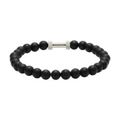 - Bracelet Zen perles Ø6mm agate noires / acier moletéB266001<Rochet Discount